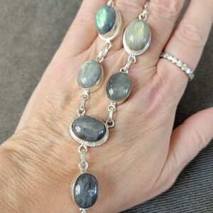 Elegant Silver and Gray Stone Necklace